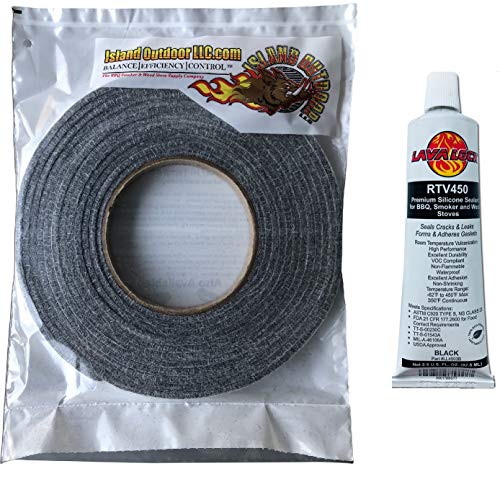 LavaLock® Self Stick Kit 1/2" x 1/8" Grey BBQ Smoker Gasket Black RTV Grill Sealer Hi-Temp