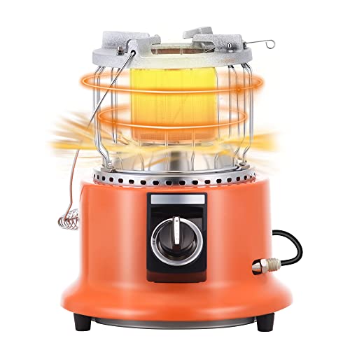 Mountman Propane Heater, 2-in-1 Camping Portable LP Gas Stove with 5FT Propane Hose, Pressure Reducing Valve, Outdoor Patio Heaters for Camping, Black