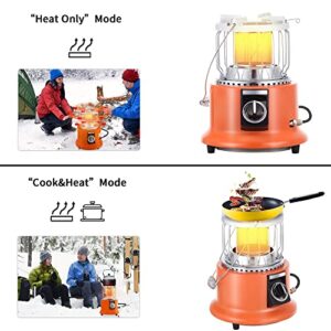 Mountman Propane Heater, 2-in-1 Camping Portable LP Gas Stove with 5FT Propane Hose, Pressure Reducing Valve, Outdoor Patio Heaters for Camping, Black