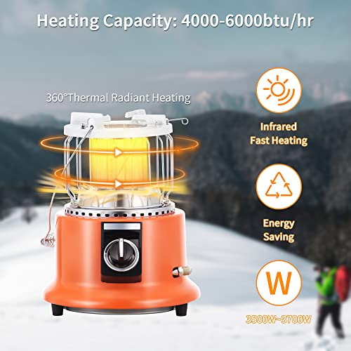 Mountman Propane Heater, 2-in-1 Camping Portable LP Gas Stove with 5FT Propane Hose, Pressure Reducing Valve, Outdoor Patio Heaters for Camping, Black