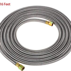 MENSI 16 Feet Stainless Steel Braided BBQ Grill Extension Propane Hose 3/8" Female Flare Threads