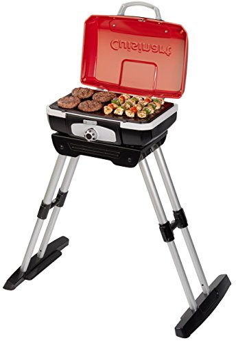 Cuisinart CGG-180 CGG180 Propane, 22" H x 17.6" W x 11.8" L, Petit Gourmet Portable Gas Grill with VersaStand, Red