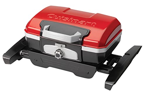 Cuisinart CGG-180 CGG180 Propane, 22" H x 17.6" W x 11.8" L, Petit Gourmet Portable Gas Grill with VersaStand, Red