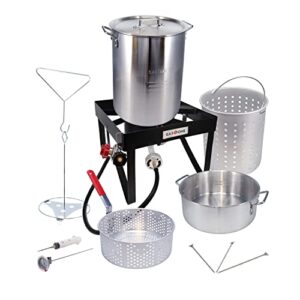 gas one turkey fryer propane burner complete kit – turkey fry & boil – with high pressure propane regulator and hose