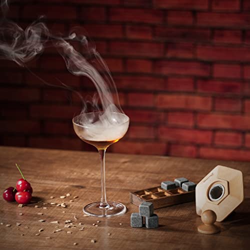 Cocktail Smoker Kit with Whiskey Stone, 4 Different Wood Chips, Cocktail Smoker Top & Whiskey Glass, Old Fashioned Drink Smoker kit for Whiskey and Bourbon, Infuse Cocktails, Whiskey