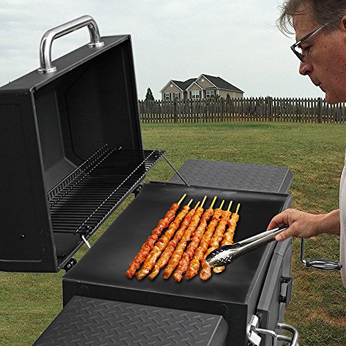 On'h BBQ Grill Mat - Set of 3 Heavy Duty Non-Stick for Ribs Shrimps Steaks Burgers Vegetables Reusable for Gas Charcoal Electric Grill Ovens Best Grilling Accessories