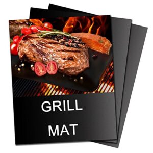 On'h BBQ Grill Mat - Set of 3 Heavy Duty Non-Stick for Ribs Shrimps Steaks Burgers Vegetables Reusable for Gas Charcoal Electric Grill Ovens Best Grilling Accessories