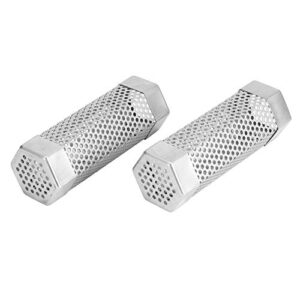 premium pellet smoker tube 2pcs bbq grill mesh tube pellets smoke box 6in stainless steel barbecue accessory for any grill or smoker, hot or cold smoking(2#)