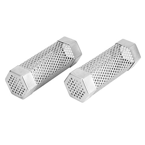 Premium Pellet Smoker Tube 2Pcs BBQ Grill Mesh Tube Pellets Smoke Box 6in Stainless Steel Barbecue Accessory for Any Grill or Smoker, Hot or Cold Smoking(2#)