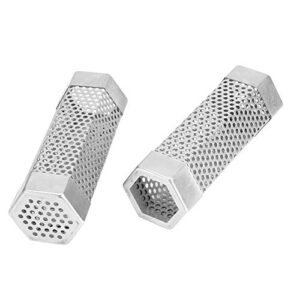 Premium Pellet Smoker Tube 2Pcs BBQ Grill Mesh Tube Pellets Smoke Box 6in Stainless Steel Barbecue Accessory for Any Grill or Smoker, Hot or Cold Smoking(2#)