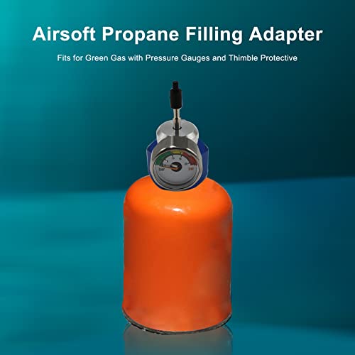 BLKGJTF Airsoft Propane Filling Adapter for Green Gas with Pressure Gauges and Thimble Protective Cover Use with Propane Camping Tank