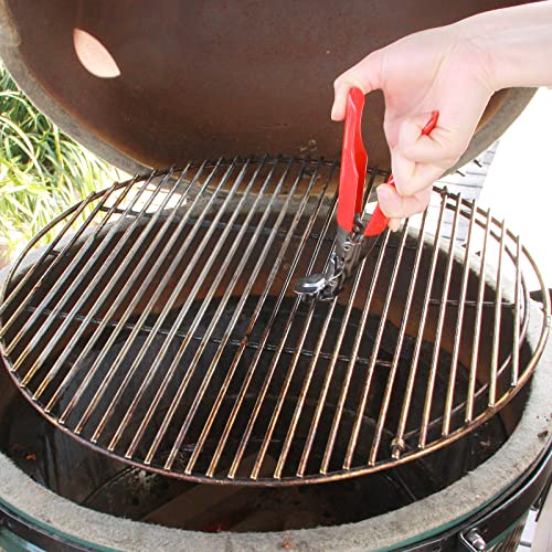 QQPOLE Grill Grate Lifter Gripper Set,Cooking Grid Lifter Grill Accessories,BBQ Lifter Tool for Kamado Joe Big Green Egg ，Easy to Move Grill and Grates