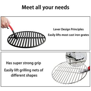 QQPOLE Grill Grate Lifter Gripper Set,Cooking Grid Lifter Grill Accessories,BBQ Lifter Tool for Kamado Joe Big Green Egg ，Easy to Move Grill and Grates