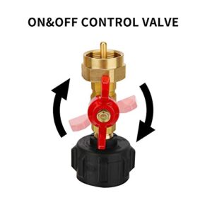 Roastove QCC1 Propane Refill Adapter, Propane Refill Pressure Adapter Coupler with ON-Off Control Valve, for Camping Grill 1LB Bottle Tank 20~40LBS Cylinder