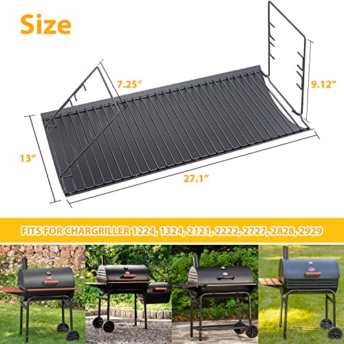 27 inch Charcoal Ash Pan Replacement for Char-Griller 1224 1324 2121 2222 2727 2828 2929, Charbroil 17302056 Grill Grates Replacement with 2pcs Grate Hanger