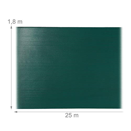 Relaxdays Fence Netting, Privacy Shield for Fences & Railing, HDPE Net, UV-Resistant, Weatherproof, 1.8 x 25 m, Green