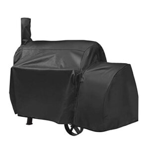sunpatio offset smoker cover, outdoor heavy duty waterproof grill cover compatible for charbroil oklahma joe’s highland and horizon smokers, outdoor charcoal bbq smoker cover, all weather protection