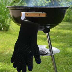 YUXIER Oven Gloves BBQ Grill Gloves 1472°F Extreme Heat Resistant Oven Mitts for Cooking, Grilling, Kitchen, Smoker Baking, Barbecue, Fireplace, Welding, Cutting (13.8inch, Black Gloves)