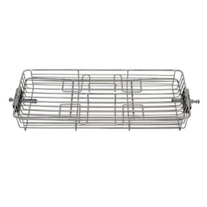 Fenteer Stainless Steel Grilling Basket Portable Air Frying BBQ Grill Rotary Oven Cage Rack Perfect for Fish, Meat, Chicken, Vegetables, Steak and More - Small for 25-30L Oven