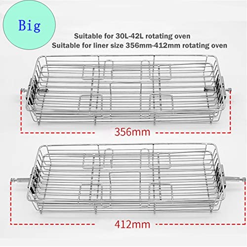 Fenteer Stainless Steel Grilling Basket Portable Air Frying BBQ Grill Rotary Oven Cage Rack Perfect for Fish, Meat, Chicken, Vegetables, Steak and More - Small for 25-30L Oven