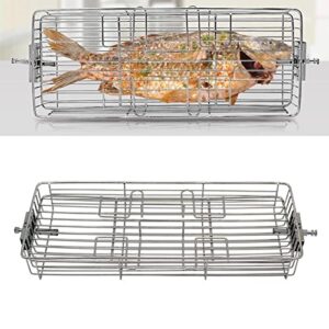 Fenteer Stainless Steel Grilling Basket Portable Air Frying BBQ Grill Rotary Oven Cage Rack Perfect for Fish, Meat, Chicken, Vegetables, Steak and More - Small for 25-30L Oven