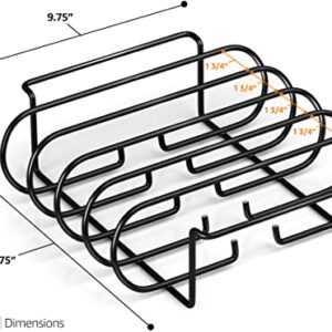 Sorbus® Non-Stick Rib Rack – Porcelain Coated Steel Roasting Stand – Holds 4 Rib Racks for Grilling & Barbecuing (Black)