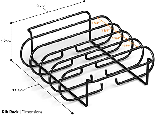 Sorbus® Non-Stick Rib Rack – Porcelain Coated Steel Roasting Stand – Holds 4 Rib Racks for Grilling & Barbecuing (Black)