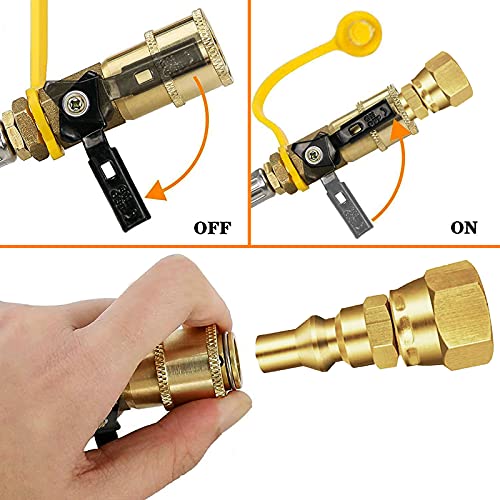 MCAMPAS 8 Feet Quick Connect Propane Hose with Regulator,1/4" Female Quick Connect Adapter x Acme Nut,1/4" Quick Connect Plug x 3/8" Female Flare for Olympian 5100 5500 RV Grill,Outdoor Firepit