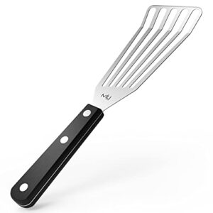 miu fish spatula stainless steel, flexible, polished metal, corrosion resistant, kitchen slotted turner [upgraded version]