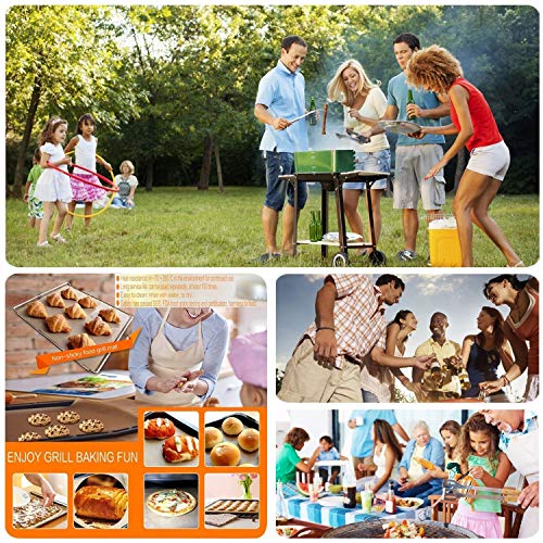 YRYM HT Copper Grill Mats for Outdoor Grill -Set of 5 Nonstick BBQ Grill Mat 15.75 x 13", Reusable & Heavy Duty Under Grill Mat, Easy to Clean, Works for Gas, Charcoal, Electric Grill by HTVRONT