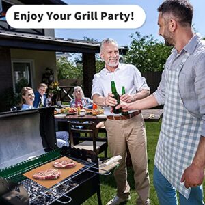 YRYM HT Copper Grill Mats for Outdoor Grill -Set of 5 Nonstick BBQ Grill Mat 15.75 x 13", Reusable & Heavy Duty Under Grill Mat, Easy to Clean, Works for Gas, Charcoal, Electric Grill by HTVRONT