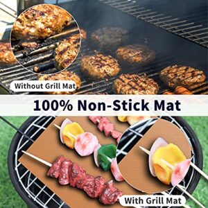 YRYM HT Copper Grill Mats for Outdoor Grill -Set of 5 Nonstick BBQ Grill Mat 15.75 x 13", Reusable & Heavy Duty Under Grill Mat, Easy to Clean, Works for Gas, Charcoal, Electric Grill by HTVRONT