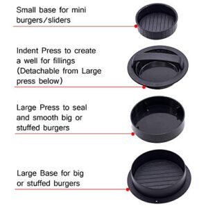 Stuffed Burger Press，3 in 1 Hamburger Patty Maker，Non Stick Burger Patties Cookery Mold to Make Stuffed Burger, Sliders Burger, Beef Burger,with 100 Wax Papers