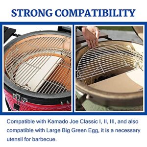 VANKEY 24’’ Half Moon Stainless Steel Cooking Grate for Kamado Joe BJ-HCIGRIDDLE ，XLarge Big Green Egg Grill Grids Grates ，Kamado Joe Big Joe Reversible Griddle Accessories