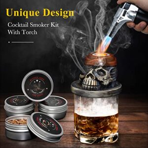 Whiskey Smoker Kit with Torch & 4 Flavors Wood Smoker Chips, iTayga Ceramics Cocktail Smoker Kit for Cocktails, Whiskey, Drinks, Bourbon - Unique Gifts for Men/Father/Husband/Friends(No Butane)