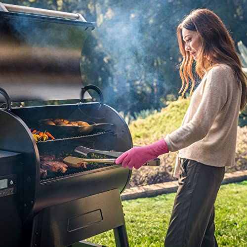 BESSTEVEN BBQ Grill Oven Gloves Mitt for Men Women 932℉/500℃ Heat Resistant Flexible Silicone Anti-Slip Pot Holder Gloves for Barbecue Kitchen Cooking Baking Camping Fire Pit Medium