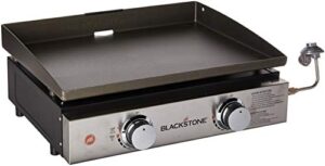 blackstone tabletop griddle, 1666, heavy duty flat top griddle grill station for camping, camp, outdoor, tailgating, tabletop – stainless steel griddle with knobs & ignition, black, 22 inch