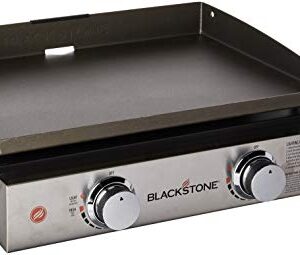Blackstone Tabletop Griddle, 1666, Heavy Duty Flat Top Griddle Grill Station for Camping, Camp, Outdoor, Tailgating, Tabletop – Stainless Steel Griddle with Knobs & Ignition, Black, 22 inch