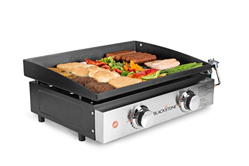 Blackstone Tabletop Griddle, 1666, Heavy Duty Flat Top Griddle Grill Station for Camping, Camp, Outdoor, Tailgating, Tabletop – Stainless Steel Griddle with Knobs & Ignition, Black, 22 inch