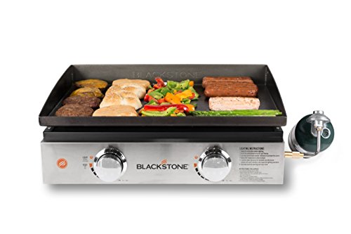 Blackstone Tabletop Griddle, 1666, Heavy Duty Flat Top Griddle Grill Station for Camping, Camp, Outdoor, Tailgating, Tabletop – Stainless Steel Griddle with Knobs & Ignition, Black, 22 inch