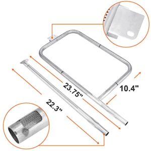 DELSbbq 7584 Cast Iron Grates and 65032 Grill Burner for Weber Q300 Q320 Q3000 Q3200 57060001 586002 Gas Grills, Replacement Parts for Weber 7646, 65032