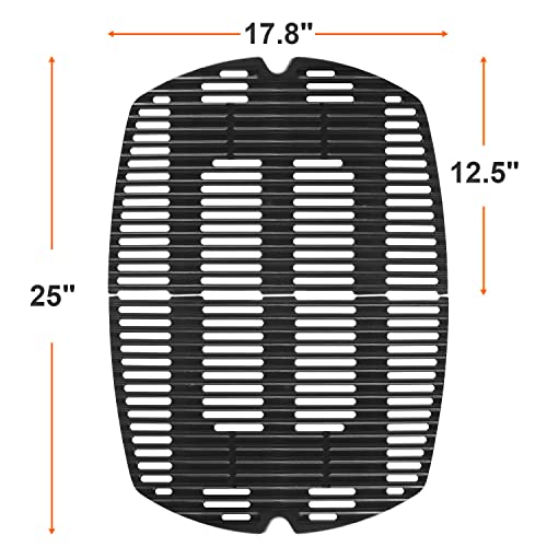 DELSbbq 7584 Cast Iron Grates and 65032 Grill Burner for Weber Q300 Q320 Q3000 Q3200 57060001 586002 Gas Grills, Replacement Parts for Weber 7646, 65032