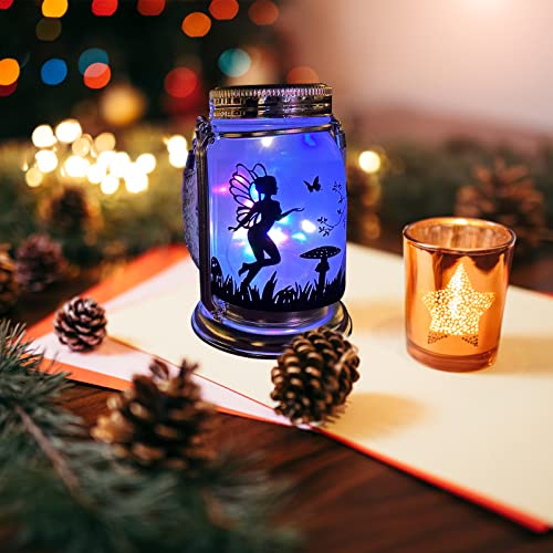 ANGMLN Solar Fairy Lantern for Garden Decorations- 2 Pack Outdoor Fairies Night Lights Gifts Hanging Lamp Frosted Glass Jar with Stake for Home Yard Garden Patio Lawn Party Decor Mother's Day Gifts