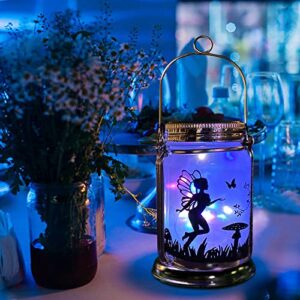 ANGMLN Solar Fairy Lantern for Garden Decorations- 2 Pack Outdoor Fairies Night Lights Gifts Hanging Lamp Frosted Glass Jar with Stake for Home Yard Garden Patio Lawn Party Decor Mother's Day Gifts