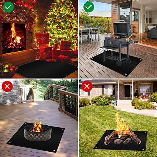 NEZUIBAN Fire Pit Mats - 39 x 47in Under Grill Mats for Outdoor Grill, Square Fireproof Mat for Under Fire Pit Protect for Deck, Grass and Lawn