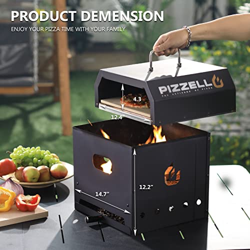 PIZZELLO Outdoor Pizza Oven 4 in 1 Wood Fired 2-Layer Detachable Outside Ovens With Pizza Stone, Pizza Peel, Cover, Cooking Grill Grate, Pizzello Gusto