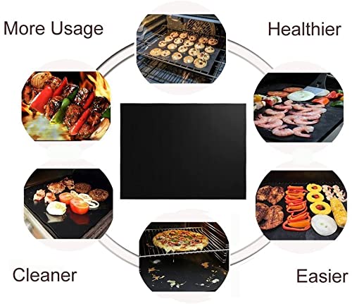 RENOOK Grill Mat, Heavy Duty 600 Degree Non Stick BBQ Mats, Easy to Clean & Reusable, Gas Charcoal Electric Griling Accessories, Best for Outdoor Barbecue Baking and Oven Liner, Set of 2, 20 x17-Inch