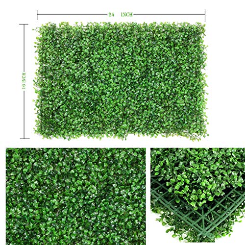 canjoyn Artificial Boxwood Panels Topiary Hedge Plants Artificial Greenery Fence Panels for Greenery Walls,Garden,Privacy Screen,Backyard,Outdoor, Indoor, Garden, Fence, Backyard and Home Décor (G)