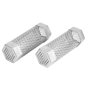 Pellet Smoker Tube, 2Pcs Outdoor Smokers BBQ Grill Smoker Tube Mesh Tube Pellets Smoke Box 6in Stainless Steel Barbecue Accessory for Electric Gas Charcoal