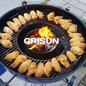 GRISUN BBQ Whirlpool for Weber 22 inch Kettle and Smokey Mountain 22, Charcoal Briquet Holders for Big Green Egg, Kamado Joe, Stainless Steel BBQ Kettle Grill Accessories